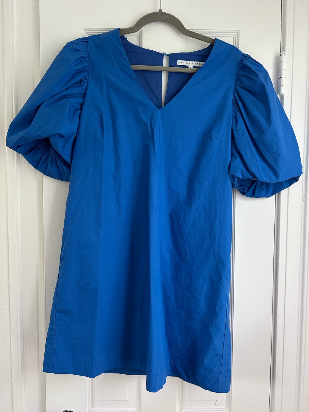 English Factory Royal Blue Puff Sleeve Mini Dress
